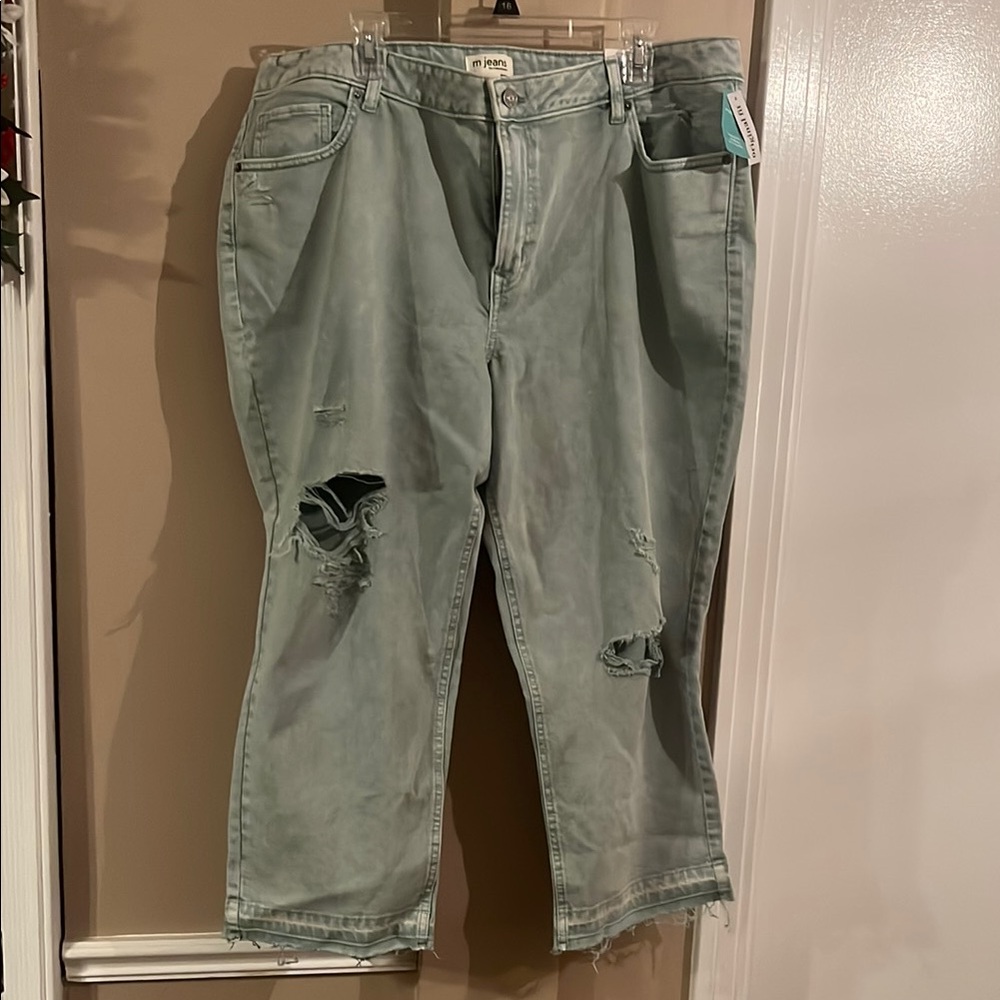 Distressed Light Blur Cropped Jeans